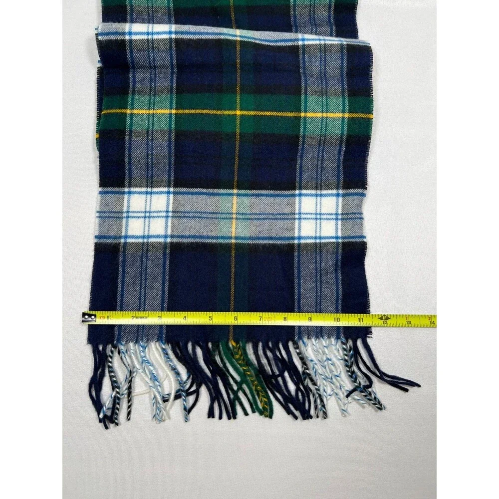 V. Fraas Cashmink Acrylic Scarf Check Plaid Blue Green White
